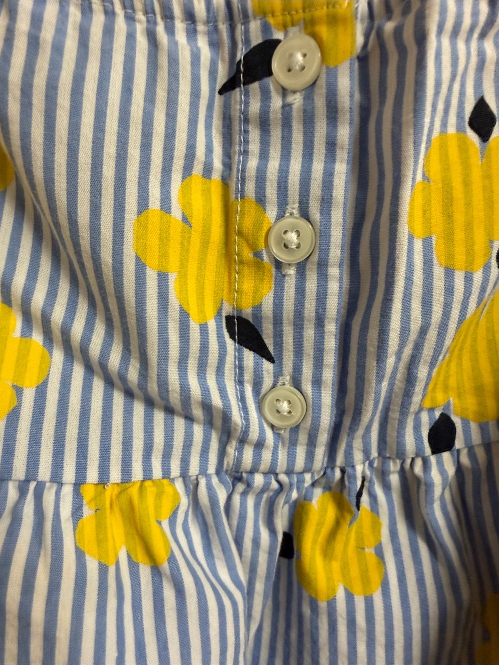 crown & ivy Blue and White Striped Top with Yellow Trim - Picture 5 of 6